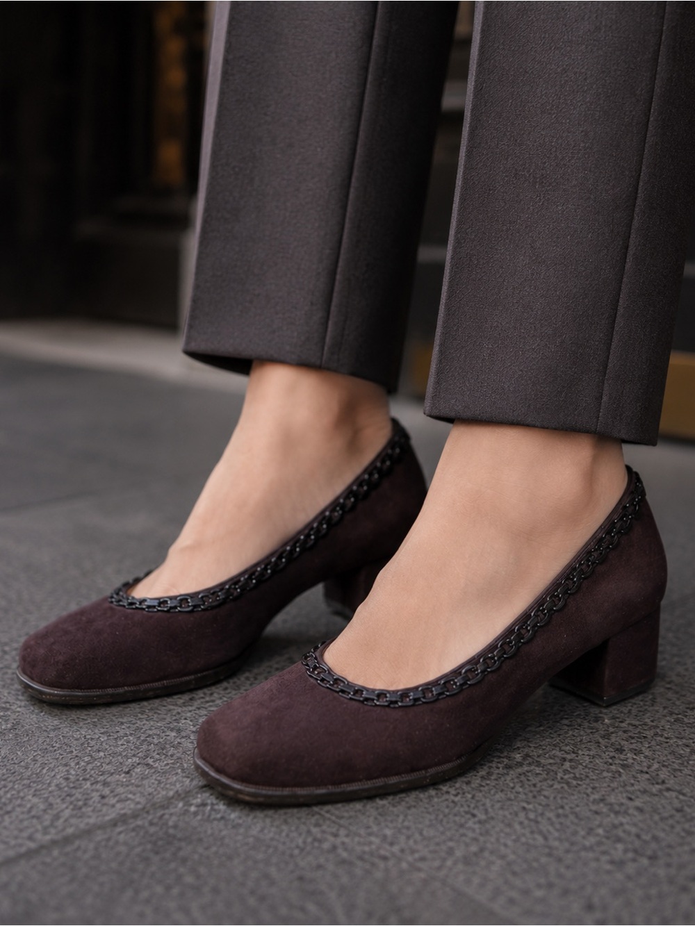 St John Chocolate Suede Heels